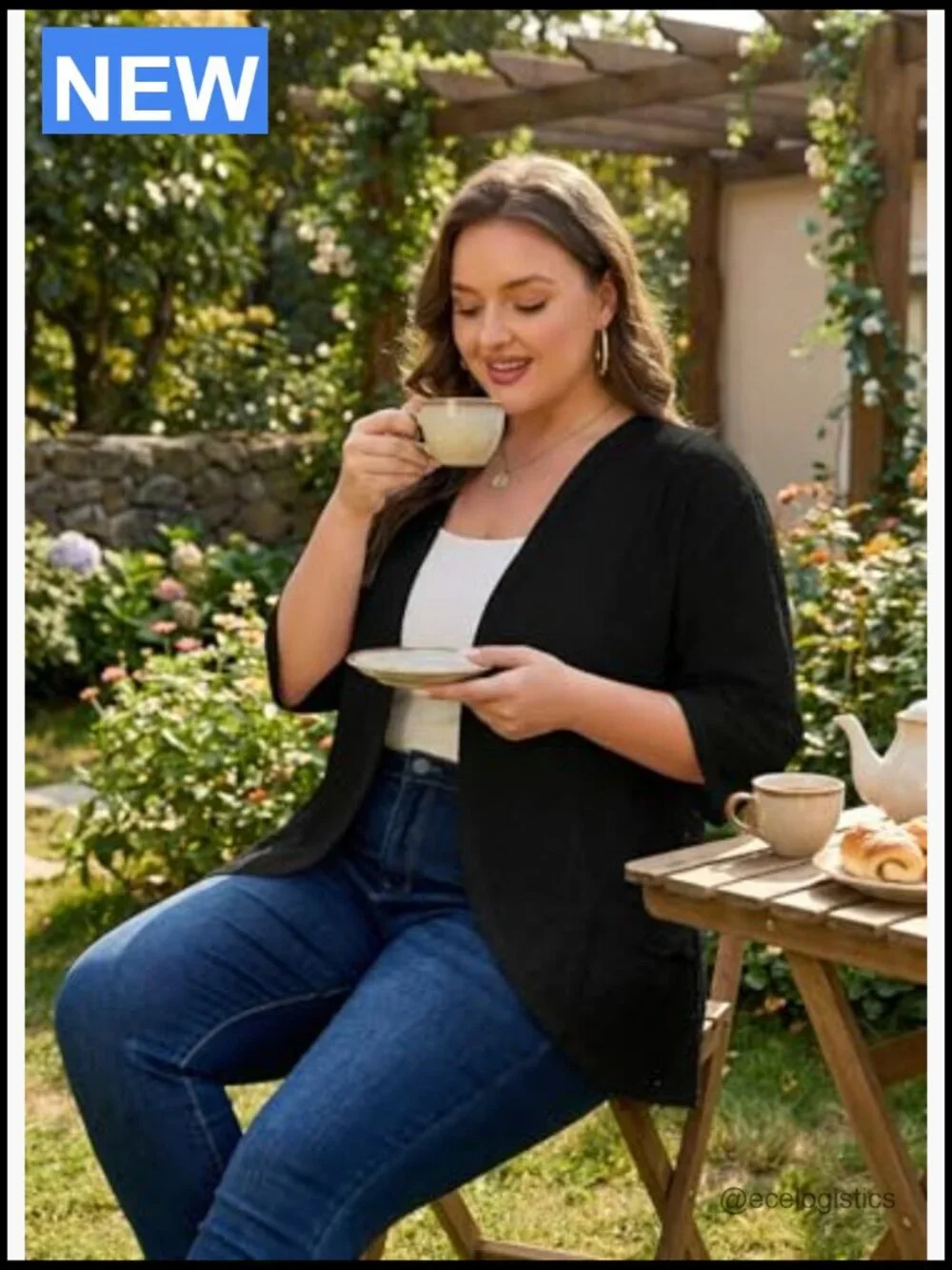 Plus Size Cardigan Half Sleeve Netted Knit Ruffle Kimono Cover Up 1X-5X